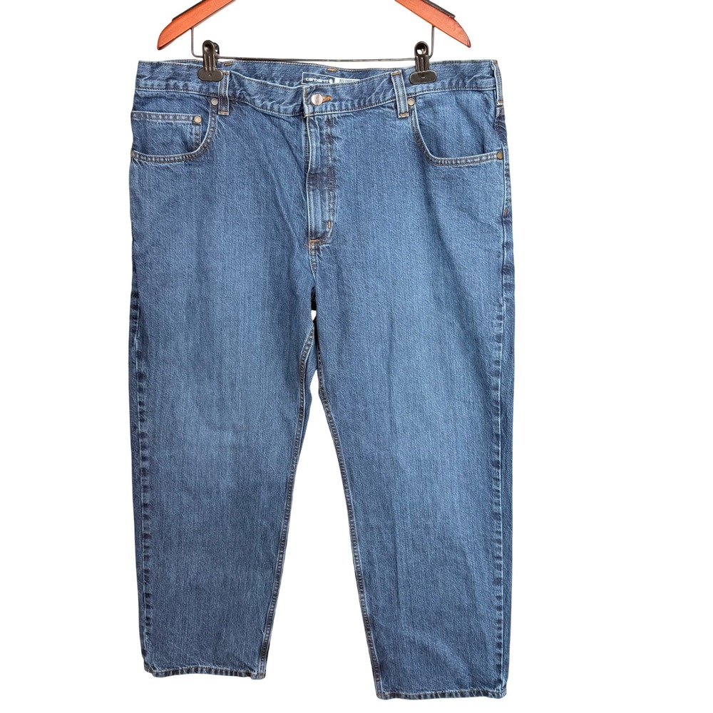 Carhartt Relaxed‎ Fit Blue Jeans Mens 42x30 Medium Wash Cotton Denim BD5119-M